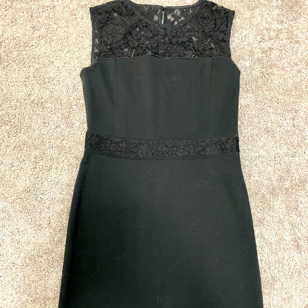 Tory Burch Black "Roberta" Lace Overlay Shift Dress, Size XS